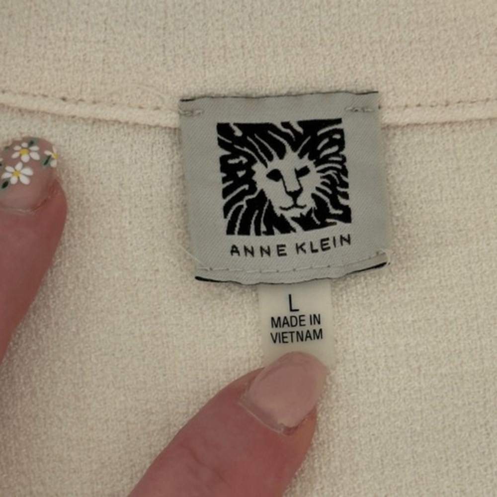 Anne Klein Longline Open Front Knit Blazer Cardigan Ivory Cream Size‎ L - Picture 8 of 11